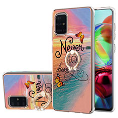 Custodia Silicone Gel Morbida Fantasia Modello Cover con Anello Supporto Y03B per Samsung Galaxy A71 5G Multicolore