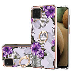 Custodia Silicone Gel Morbida Fantasia Modello Cover con Anello Supporto Y03B per Samsung Galaxy M12 Viola