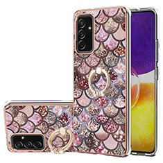 Custodia Silicone Gel Morbida Fantasia Modello Cover con Anello Supporto Y03B per Samsung Galaxy M34 5G Marrone