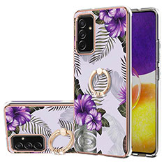 Custodia Silicone Gel Morbida Fantasia Modello Cover con Anello Supporto Y03B per Samsung Galaxy Quantum4 5G Viola