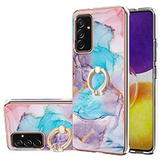 Custodia Silicone Gel Morbida Fantasia Modello Cover con Anello Supporto Y03B per Samsung Galaxy S23 FE 5G Blu