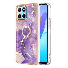 Custodia Silicone Gel Morbida Fantasia Modello Cover con Anello Supporto Y05B per Huawei Honor 70 Lite 5G Viola