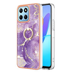 Custodia Silicone Gel Morbida Fantasia Modello Cover con Anello Supporto Y05B per Huawei Honor X6 5G Viola