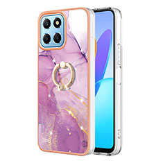 Custodia Silicone Gel Morbida Fantasia Modello Cover con Anello Supporto Y05B per Huawei Honor X6S Lavanda