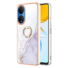 Custodia Silicone Gel Morbida Fantasia Modello Cover con Anello Supporto Y05B per Huawei Honor X7 Bianco