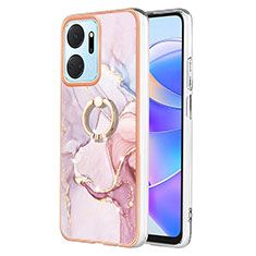 Custodia Silicone Gel Morbida Fantasia Modello Cover con Anello Supporto Y05B per Huawei Honor X7a Rosa