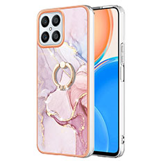 Custodia Silicone Gel Morbida Fantasia Modello Cover con Anello Supporto Y05B per Huawei Honor X8 4G Rosa