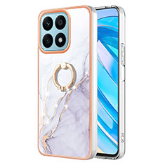 Custodia Silicone Gel Morbida Fantasia Modello Cover con Anello Supporto Y05B per Huawei Honor X8a 4G Bianco