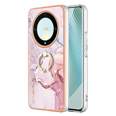 Custodia Silicone Gel Morbida Fantasia Modello Cover con Anello Supporto Y05B per Huawei Honor X9a 5G Rosa