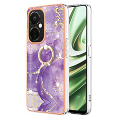 Custodia Silicone Gel Morbida Fantasia Modello Cover con Anello Supporto Y05B per OnePlus Nord CE 3 5G Viola