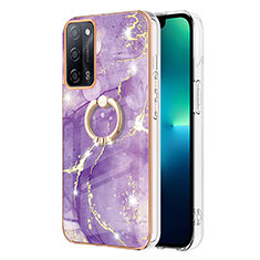 Custodia Silicone Gel Morbida Fantasia Modello Cover con Anello Supporto Y05B per Oppo A53s 5G Viola