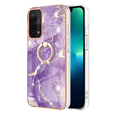 Custodia Silicone Gel Morbida Fantasia Modello Cover con Anello Supporto Y05B per Oppo A74 5G Viola