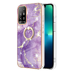 Custodia Silicone Gel Morbida Fantasia Modello Cover con Anello Supporto Y05B per Oppo A95 5G Viola