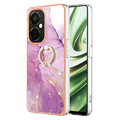 Custodia Silicone Gel Morbida Fantasia Modello Cover con Anello Supporto Y05B per Oppo K11x 5G Lavanda