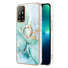 Custodia Silicone Gel Morbida Fantasia Modello Cover con Anello Supporto Y05B per Oppo Reno5 Z 5G Verde