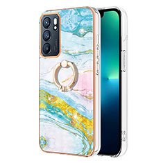 Custodia Silicone Gel Morbida Fantasia Modello Cover con Anello Supporto Y05B per Oppo Reno6 5G Colorato