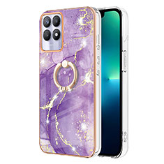 Custodia Silicone Gel Morbida Fantasia Modello Cover con Anello Supporto Y05B per Realme 8i Viola