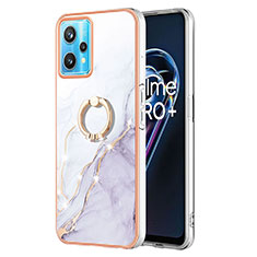 Custodia Silicone Gel Morbida Fantasia Modello Cover con Anello Supporto Y05B per Realme 9 Pro 5G Bianco