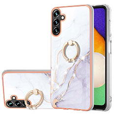 Custodia Silicone Gel Morbida Fantasia Modello Cover con Anello Supporto Y05B per Samsung Galaxy A04s Bianco