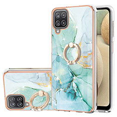 Custodia Silicone Gel Morbida Fantasia Modello Cover con Anello Supporto Y05B per Samsung Galaxy A12 Verde