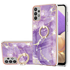 Custodia Silicone Gel Morbida Fantasia Modello Cover con Anello Supporto Y05B per Samsung Galaxy A13 4G Viola