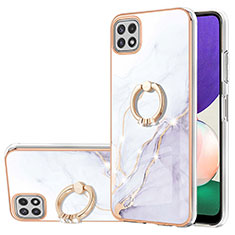 Custodia Silicone Gel Morbida Fantasia Modello Cover con Anello Supporto Y05B per Samsung Galaxy A22s 5G Bianco