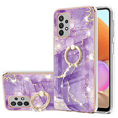 Custodia Silicone Gel Morbida Fantasia Modello Cover con Anello Supporto Y05B per Samsung Galaxy A32 5G Viola