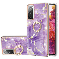 Custodia Silicone Gel Morbida Fantasia Modello Cover con Anello Supporto Y05B per Samsung Galaxy S20 FE (2022) 5G Viola