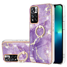 Custodia Silicone Gel Morbida Fantasia Modello Cover con Anello Supporto Y05B per Xiaomi Poco X4 NFC Viola