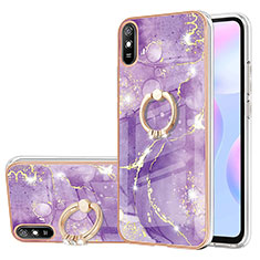 Custodia Silicone Gel Morbida Fantasia Modello Cover con Anello Supporto Y05B per Xiaomi Redmi 9A Viola