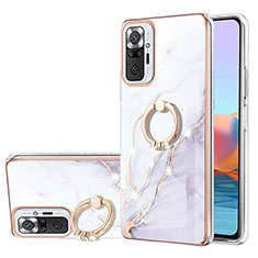 Custodia Silicone Gel Morbida Fantasia Modello Cover con Anello Supporto Y05B per Xiaomi Redmi Note 10 Pro Max Bianco