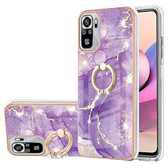 Custodia Silicone Gel Morbida Fantasia Modello Cover con Anello Supporto Y05B per Xiaomi Redmi Note 10S 4G Viola