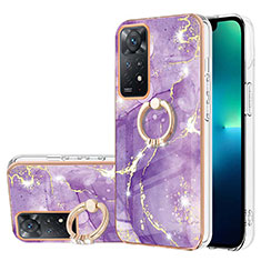 Custodia Silicone Gel Morbida Fantasia Modello Cover con Anello Supporto Y05B per Xiaomi Redmi Note 11 4G (2022) Viola