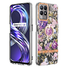 Custodia Silicone Gel Morbida Fantasia Modello Cover con Anello Supporto Y06B per Realme 8i Lavanda