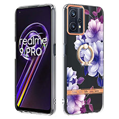 Custodia Silicone Gel Morbida Fantasia Modello Cover con Anello Supporto Y06B per Realme Q5 5G Viola