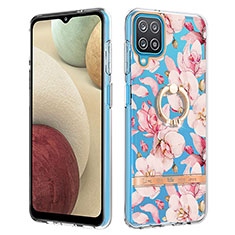 Custodia Silicone Gel Morbida Fantasia Modello Cover con Anello Supporto Y06B per Samsung Galaxy A12 5G Rosa