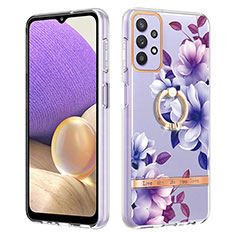 Custodia Silicone Gel Morbida Fantasia Modello Cover con Anello Supporto Y06B per Samsung Galaxy A13 4G Viola