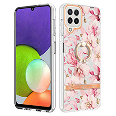 Custodia Silicone Gel Morbida Fantasia Modello Cover con Anello Supporto Y06B per Samsung Galaxy A22 4G Rosa