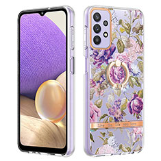 Custodia Silicone Gel Morbida Fantasia Modello Cover con Anello Supporto Y06B per Samsung Galaxy A23 4G Lavanda