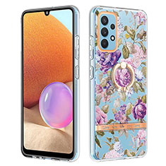 Custodia Silicone Gel Morbida Fantasia Modello Cover con Anello Supporto Y06B per Samsung Galaxy A32 4G Lavanda