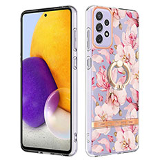 Custodia Silicone Gel Morbida Fantasia Modello Cover con Anello Supporto Y06B per Samsung Galaxy A73 5G Rosa