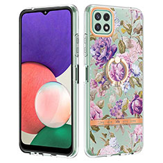 Custodia Silicone Gel Morbida Fantasia Modello Cover con Anello Supporto Y06B per Samsung Galaxy F42 5G Lavanda