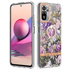 Custodia Silicone Gel Morbida Fantasia Modello Cover con Anello Supporto Y06B per Xiaomi Redmi Note 10 4G Lavanda