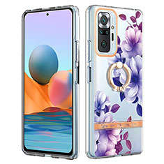 Custodia Silicone Gel Morbida Fantasia Modello Cover con Anello Supporto Y06B per Xiaomi Redmi Note 10 Pro 4G Viola