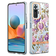 Custodia Silicone Gel Morbida Fantasia Modello Cover con Anello Supporto Y06B per Xiaomi Redmi Note 10 Pro Max Lavanda