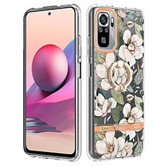 Custodia Silicone Gel Morbida Fantasia Modello Cover con Anello Supporto Y06B per Xiaomi Redmi Note 10S 4G Bianco