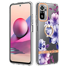 Custodia Silicone Gel Morbida Fantasia Modello Cover con Anello Supporto Y06B per Xiaomi Redmi Note 10S 4G Viola