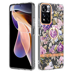 Custodia Silicone Gel Morbida Fantasia Modello Cover con Anello Supporto Y06B per Xiaomi Redmi Note 11 Pro+ Plus 5G Lavanda