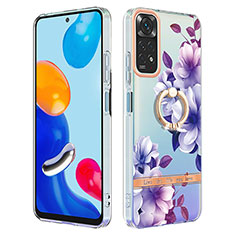 Custodia Silicone Gel Morbida Fantasia Modello Cover con Anello Supporto Y06B per Xiaomi Redmi Note 11S 4G Viola