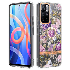 Custodia Silicone Gel Morbida Fantasia Modello Cover con Anello Supporto Y06B per Xiaomi Redmi Note 11S 5G Lavanda